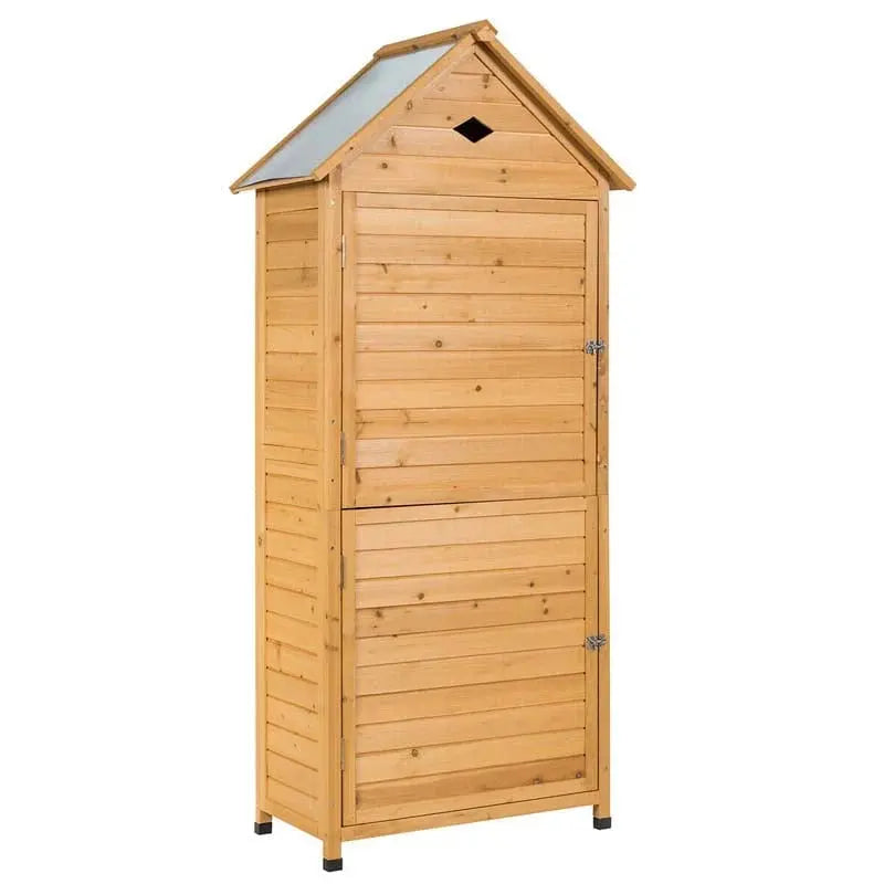 Lockable 63-Inch Outdoor Storage Shed  Galvanized Roof Garden Cabinet with Five Adjustable Shelves & Tool Organization Space