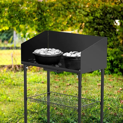 Collapsible Outdoor Cooking Table with Windscreen & Storage  Perfect for Dutch Ovens, BBQ, Picnic, RV & Camping