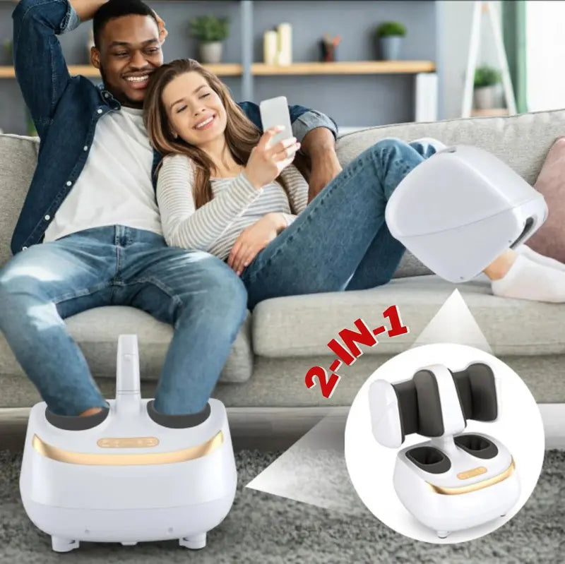 Premium Shiatsu Foot & Calf Massager  2-in-1 Electric Device with Heat Therapy and Rolling Nodes