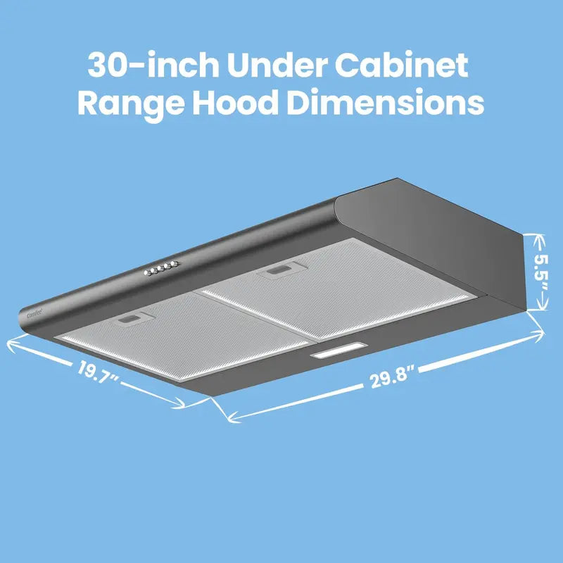 COMFEE’ 30″ Under-Cabinet Range Hood  Slim Ducted/Ductless Vent with Reusable Stainless Filter