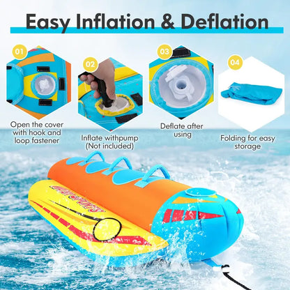 Three-Passenger Banana Towable Tube  EVA-Padded Seats for Boating and Water Sports