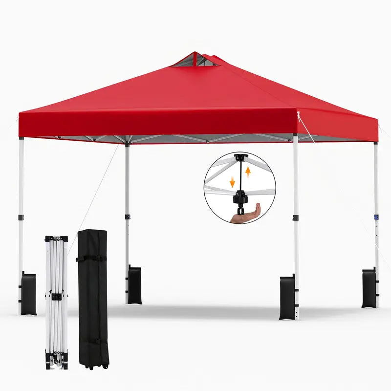 10×10-Foot Pop-Up Canopy Tent with One-Touch Setup, Sandbags & Convenient Roller Bag