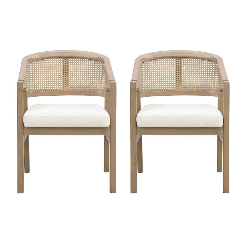 Christopher Knight Home Cane-Weave Upholstered Dining Chair Set  2 Chairs