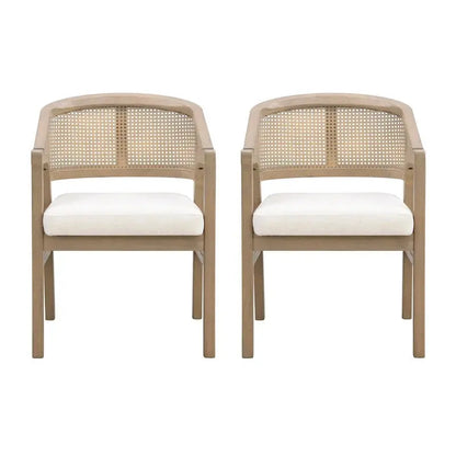 Christopher Knight Home Cane-Weave Upholstered Dining Chair Set  2 Chairs