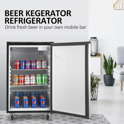 Dual-Tap Stainless Steel Beer Kegerator: Full-Size Draft Dispenser with CO2 Tank & Adjustable Temp (32°F50°F)