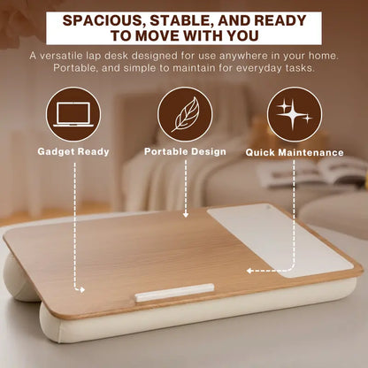 Ergonomic Lap Desk for Remote Work Featuring Integrated Mouse Pad, Cushion & Device Slot