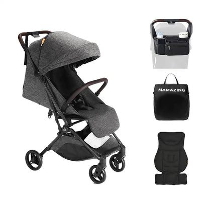 MAMAZING Lightweight Travel Stroller  Carbon Fiber Frame, Compact Fold, Airplane-Ready