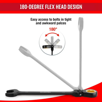 WORKPRO 8-Piece Anti-Slip Flex-Head Ratcheting Wrench Set
