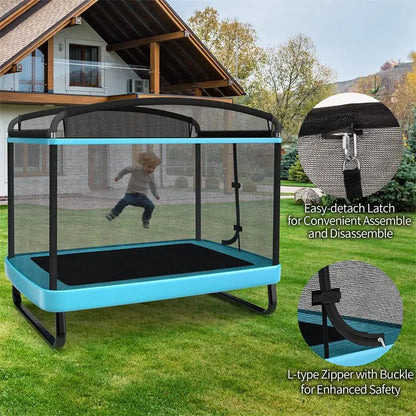 6-Foot Rectangular Kids Trampoline  ASTM-Certified Indoor/Outdoor Bouncer with Enclosure and Swing (220 lb Max)
