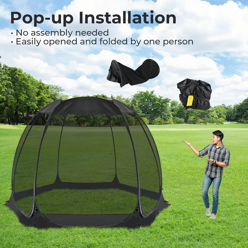 Igloo-Style Screen Gazebo Tent  Spacious Mosquito-Proof Canopy for Garden or Patio, Fits 615 People