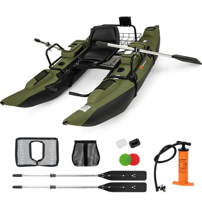 Premium Inflatable Fishing Float Tube Kit with Pump, Paddles, Fish Ruler, and 400-Pound Load Limit
