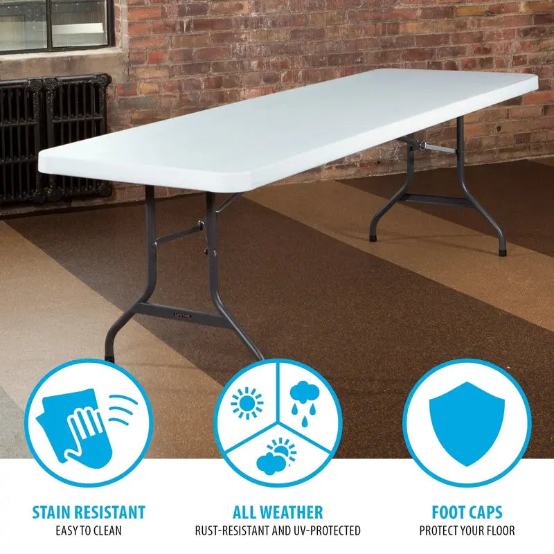 Lifetime 8-Foot Commercial Folding Table  White Granite Finish (Model 22980)