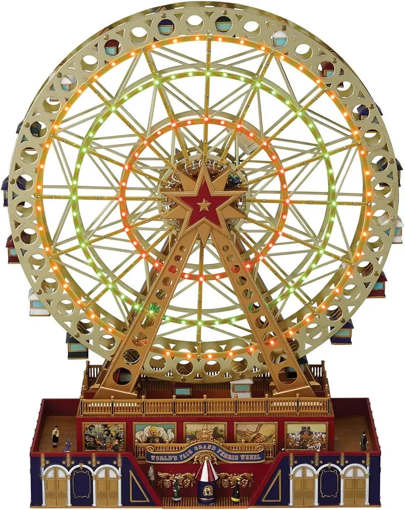 Musical Holiday Carousel Decor  Dual-Set Animated Ferris Wheel & Merry-Go-Round (15″ Gold + 12″ Red)