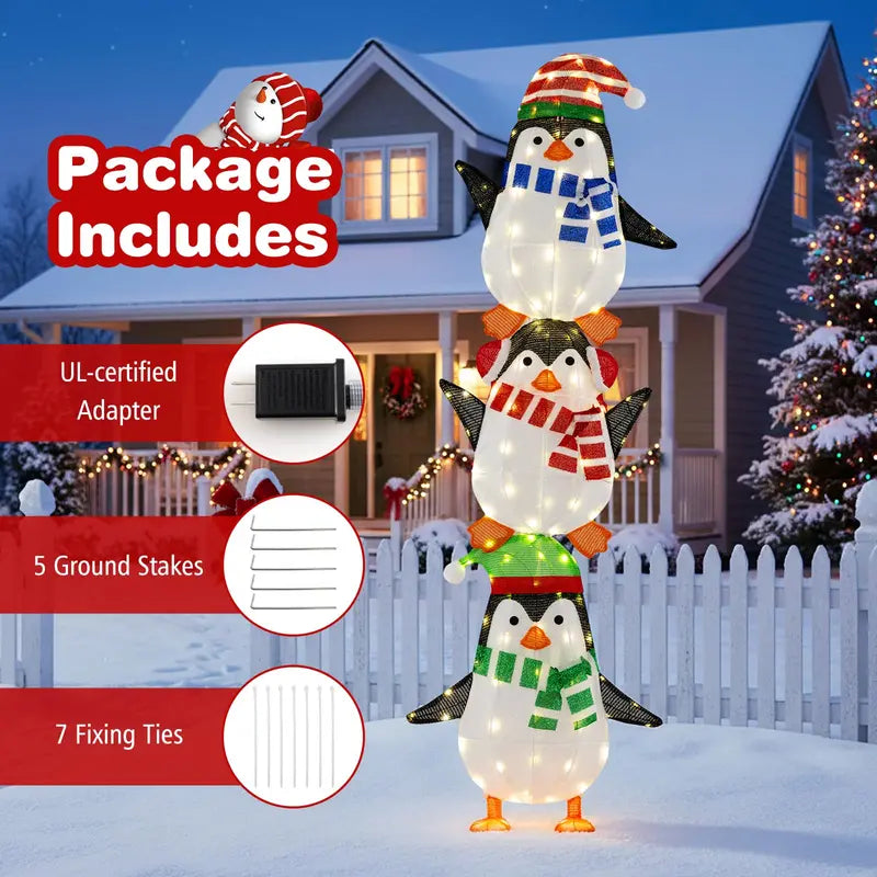 Lighted Penguin Holiday Decor  Charming Animated Figures with Warm White LEDs & Festive Hats