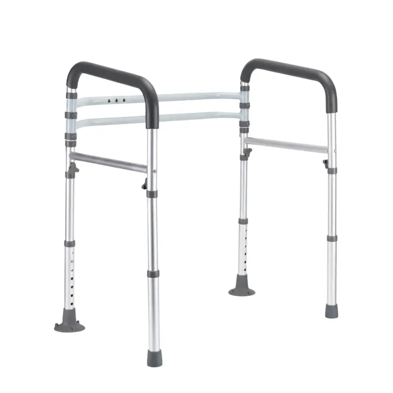 Foldable Aluminum Toilet Safety Rail with Ergonomic Grips & Height Adjustment