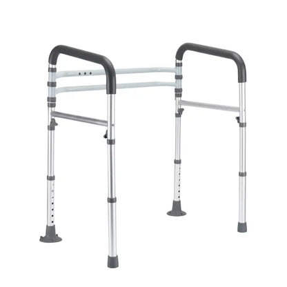 Foldable Aluminum Toilet Safety Rail with Ergonomic Grips & Height Adjustment