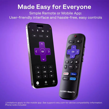 Aurzen Roku TV Smart Projector with Built-in Streaming, Wi-Fi, and Bluetooth