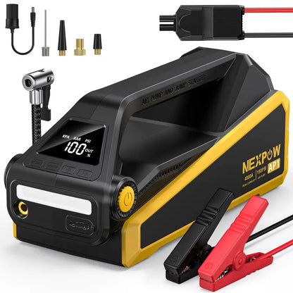 NEXPOW 4000A Jump Starter & 150 PSI Digital Tire Inflator for Gas/10L Diesel Vehicles