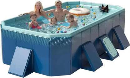 114″ Portable Foldable Above-Ground Family Swimming Pool  Durable PVC Backyard Pool