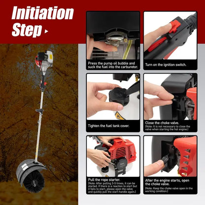 52cc Gas-Powered Handheld Sweeper  2-Stroke 2.3HP Engine for Driveways, Turf & Artificial Grass