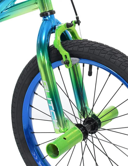 Genesis Glitch 18-Inch Boys’ BMX Bike  Blue and Green Youth Frame with Alloy Components