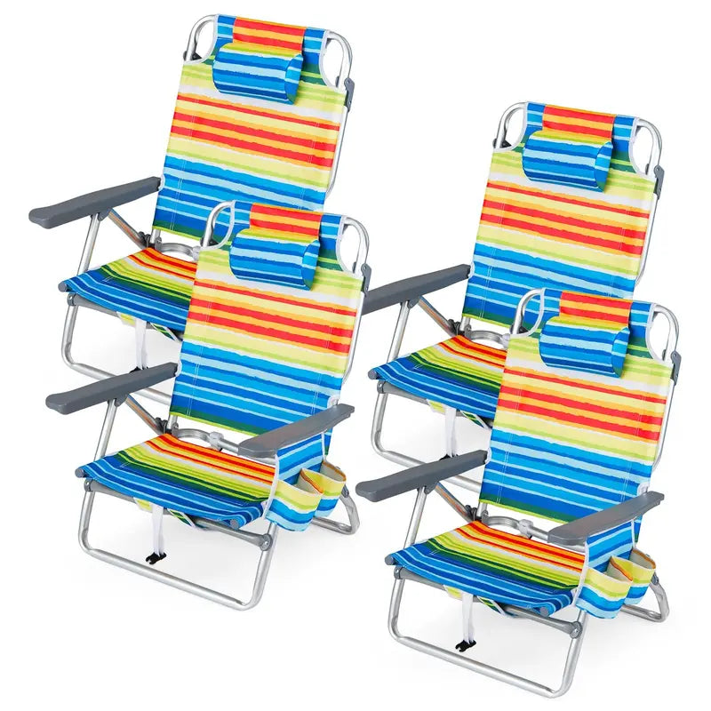 Lightweight Backpack-Friendly Reclining Beach Chairs (Set of 2 or 4)
