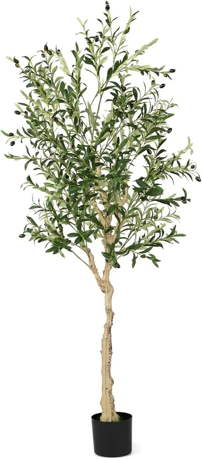 6-Foot Silk Olive Tree  Tall Realistic Fake Potted Tree with Decorative Planter