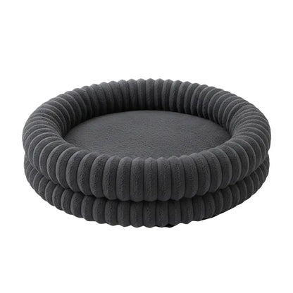 Circular Donut Pet Bed with Bolstered Rim and Non-Slip Bottom