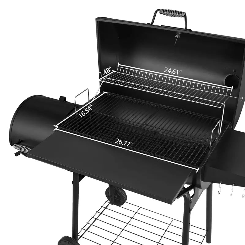 Royal Gourmet 30-Inch Charcoal Grill and Offset Smoker Combo  Dual-Function BBQ Cooking Station