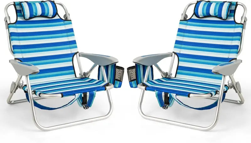 High-Capacity Backpack Folding Chair  330 lb Support, Four-Position Recline & Adjustable Headrest