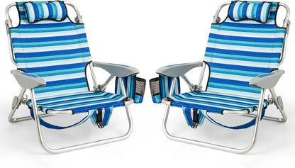 High-Capacity Backpack Folding Chair  330 lb Support, Four-Position Recline & Adjustable Headrest