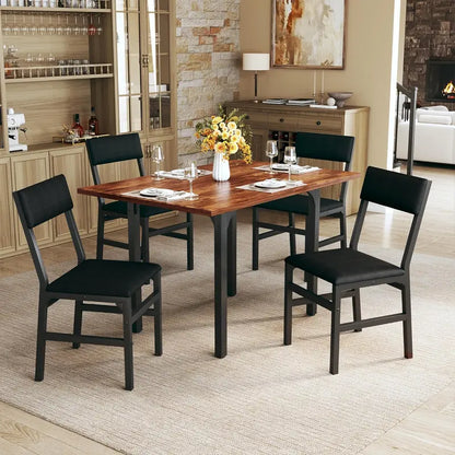 Rectangular Extendable Dining Table Set with Soft-Cushion Seating