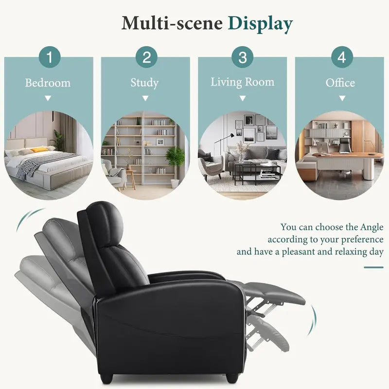 DUMOS Linen Massage Recliner  Single-Seat Adjustable Living Room Sofa with Padded Footrest