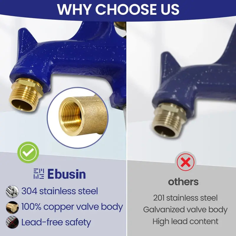 Ebusin 3-Foot Freeze-Resistant Frost-Proof Yard Hydrant for Outdoor Water Access