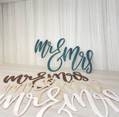 Wooden ‘Mr. & Mrs.’ Cut-Out Decor for Weddings