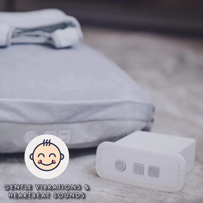Babocush Newborn Comfort Cushion  Soothing Vibration + Heartbeat Sound for Colic, Gas, Reflux Relief & Tummy Time Support