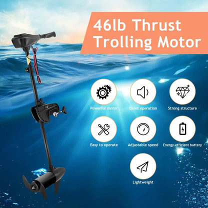 8-Speed Electric Trolling Motor with Adjustable Telescopic Handle for Boats