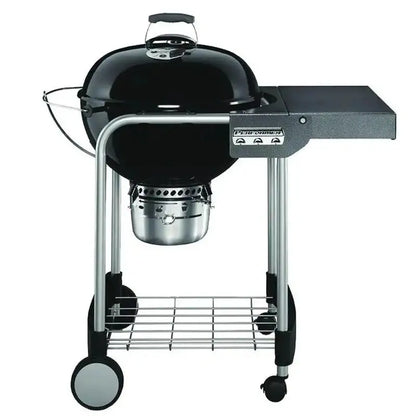 22-Inch Black Charcoal Grill with Built-In Thermometer and Integrated Storage Rack