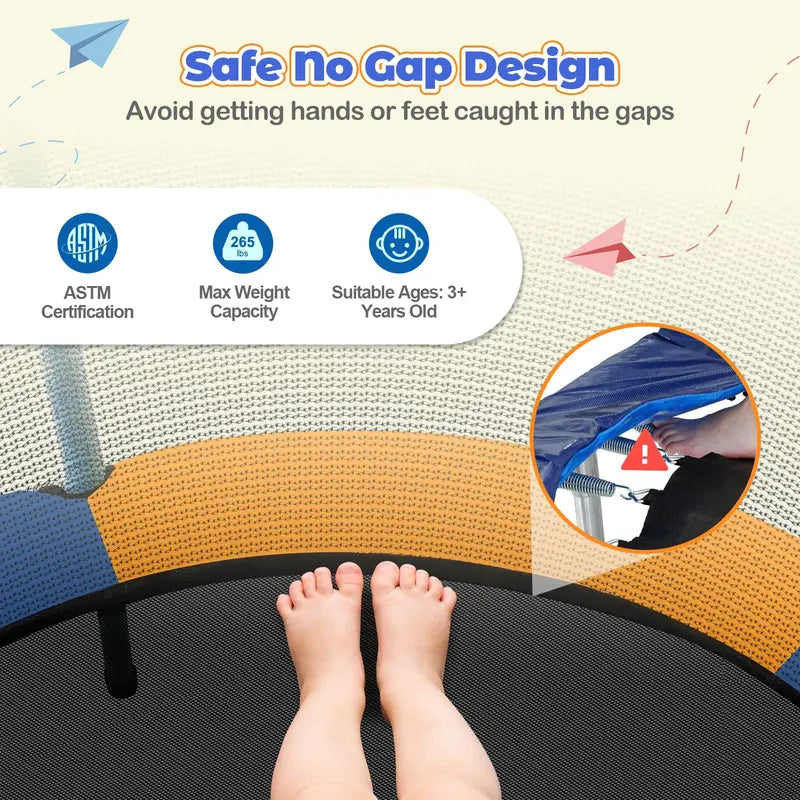 Kids’ Round Trampoline with Safety Enclosure