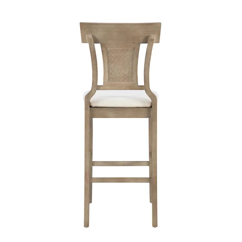 Linon Rylan 30-Inch Bar Stool  Rustic Brown Wood Frame with Beige Fabric Seat