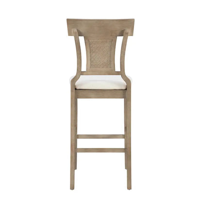 Linon Rylan 30-Inch Bar Stool  Rustic Brown Wood Frame with Beige Fabric Seat