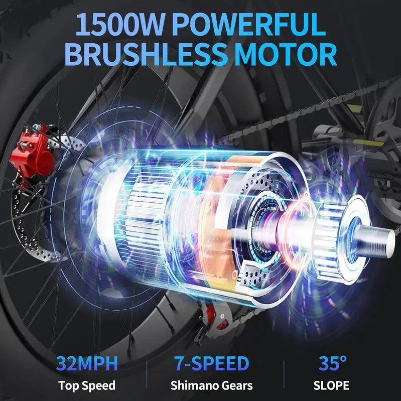 High-Speed 1000W2000W Adult Electric Bicycle  2537MPH Variable Output, Rugged Fat-Tire Design