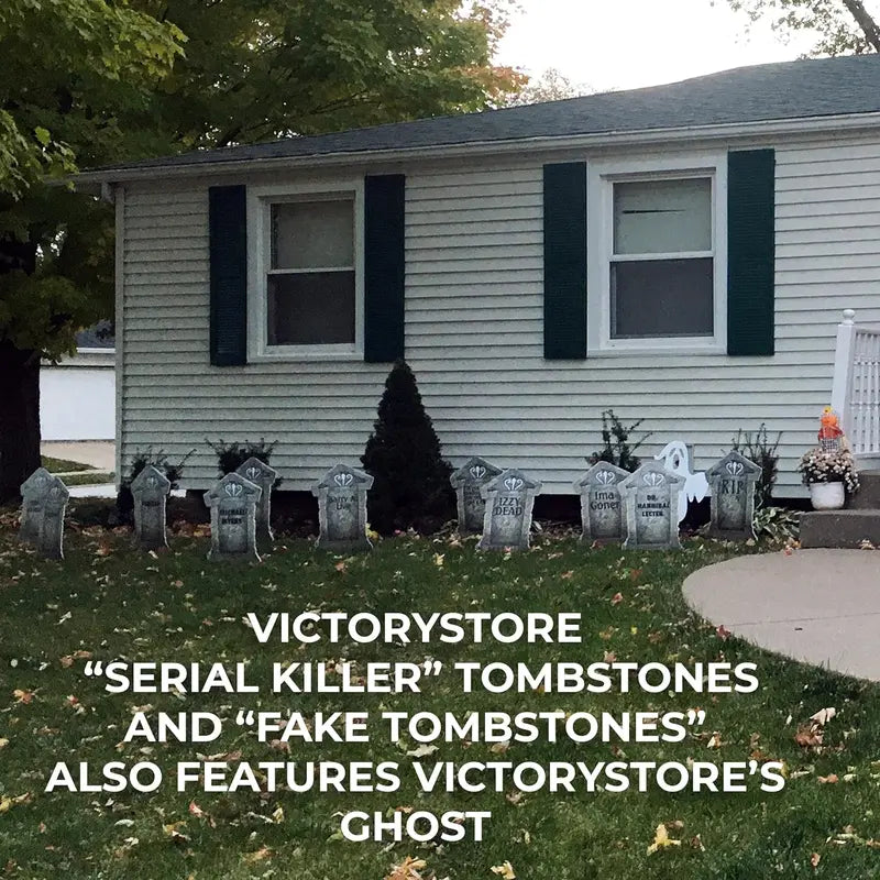 Set of 12 Spooky Halloween Tombstone Decorations for Cemetery Displays