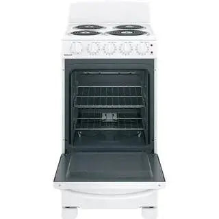 20-Inch Freestanding Electric Oven  Four-Zone Cooktop, White Appliance, Compact Kitchen Range