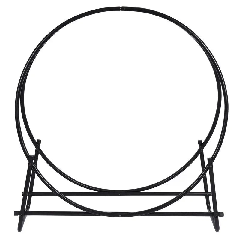 41-Inch Tubular Steel Log Hoop  Heavy-Duty Firewood Holder for Indoor Fireplaces or Outdoor Pits