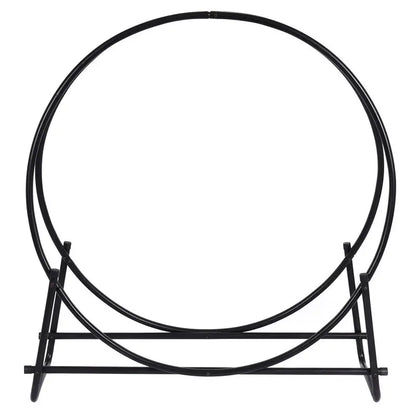 41-Inch Tubular Steel Log Hoop  Heavy-Duty Firewood Holder for Indoor Fireplaces or Outdoor Pits