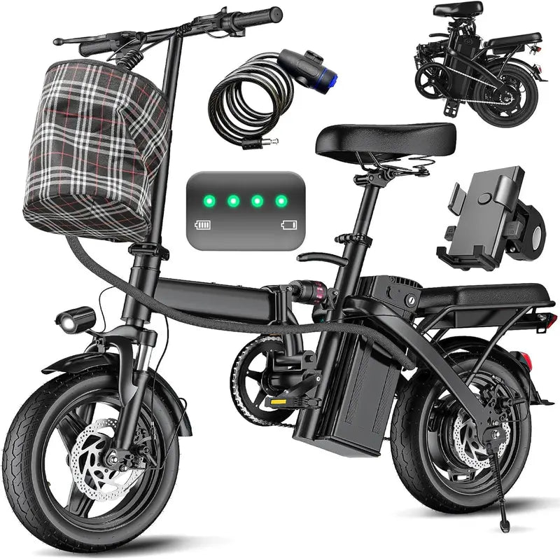 Foldable Commuter E-Bike for Adults & Teens  48V, 24 MPH, Compact City-Ready Design