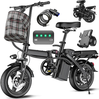 Foldable Commuter E-Bike for Adults & Teens  48V, 24 MPH, Compact City-Ready Design