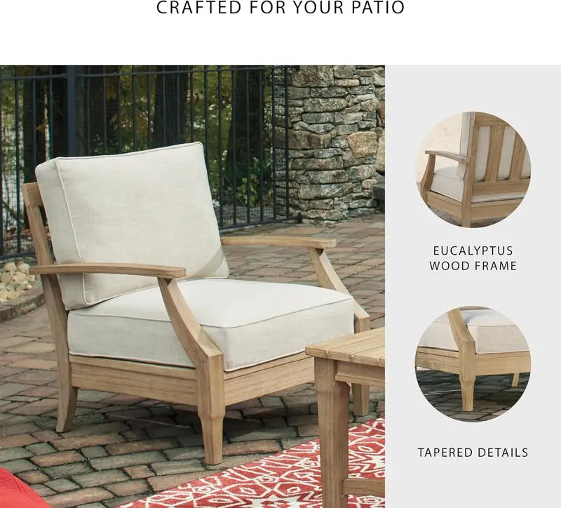 Coastal-Inspired Outdoor Eucalyptus Terrace Sofa Set