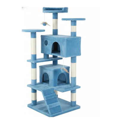 54-Inch Modular Cat Tower with Condos, Platforms, and Climbing Ladder